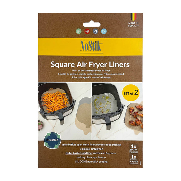 NoStik Silicone Fibreglass Square Air Fryer Liner Set of 2