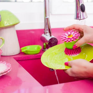 Vigar Flower Power Palm Dish Brush With Holder