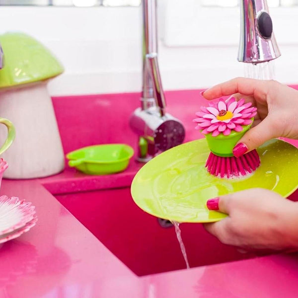 Vigar Flower Power Palm Dish Brush With Holder