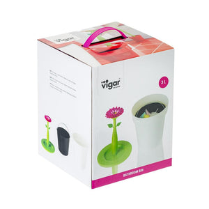 Vigar Flower Power White 3L Bathroom Bin