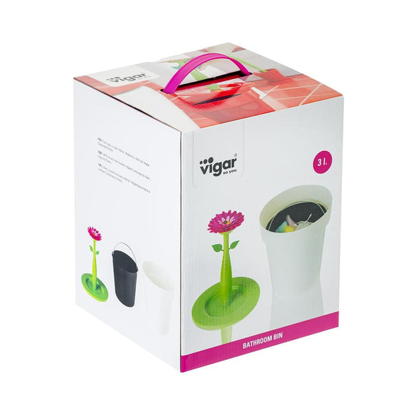 Vigar Flower Power White 3L Bathroom Bin