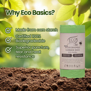 Eco Basics Biodegradable Garbage Bags, Small,12L, 20 Bags