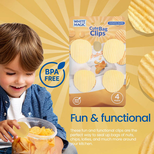 Cute Bag Clips 4 Pack - Potato Chips
