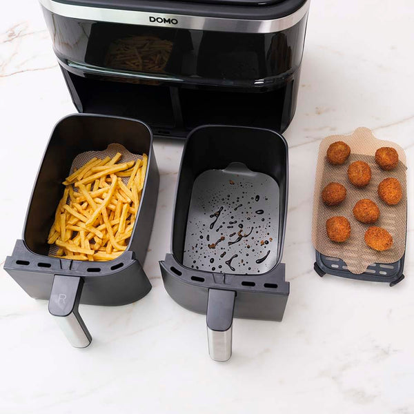 NoStik Silicone Fibreglass Dual Basket Air Fryer Liner Set of 4