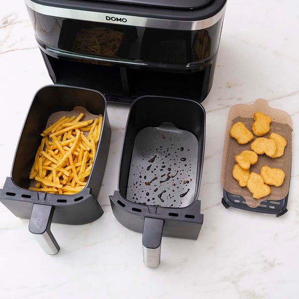 NoStik Silicone Fibreglass Dual Basket Air Fryer Liner Set of 4