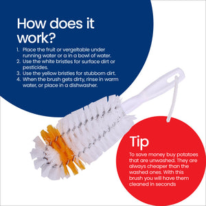 Dual Bristle Vegetable & Fruit Washing Brush