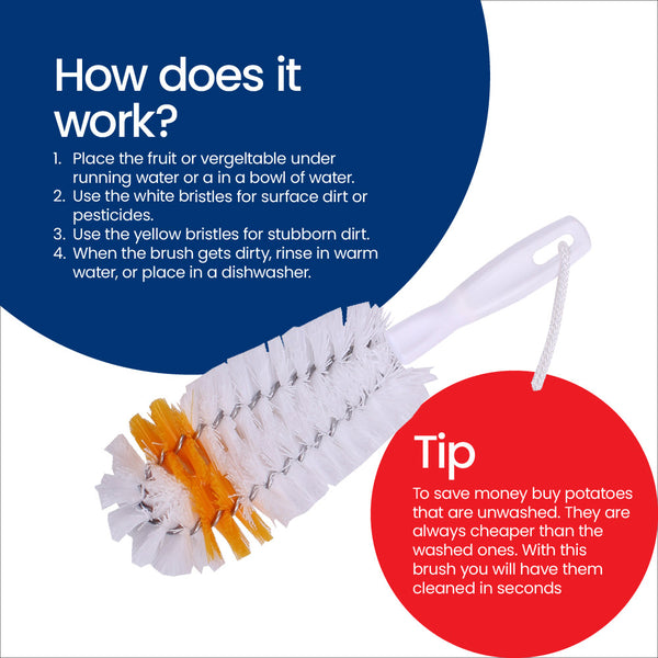 Dual Bristle Vegetable & Fruit Washing Brush