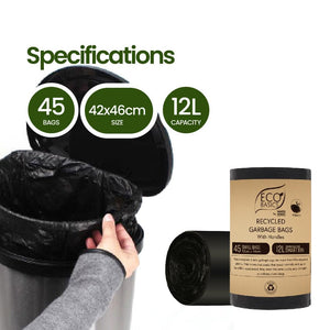 Eco Basics Recycled Garbage Bags, Small, 12L, 45 Bags
