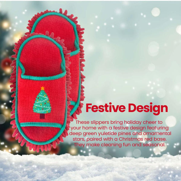 Christmas Tree Microfibre Cleaning Slippers