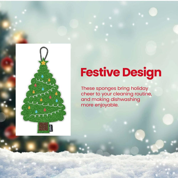 Christmas Tree Scrubber Sponge - 3 pack