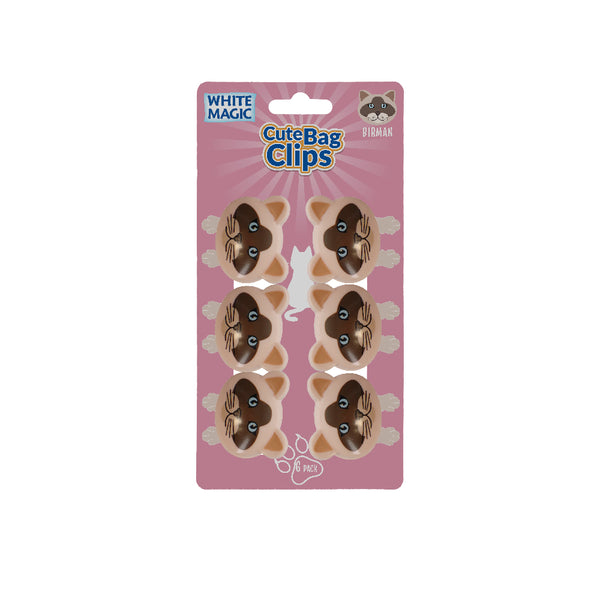 White Magic Cute Bag Clips-Birman Cat 6 Pack