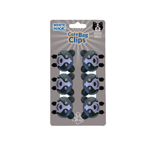 White Magic Cute Bag Clips-Border Collie Dog 6 Pack