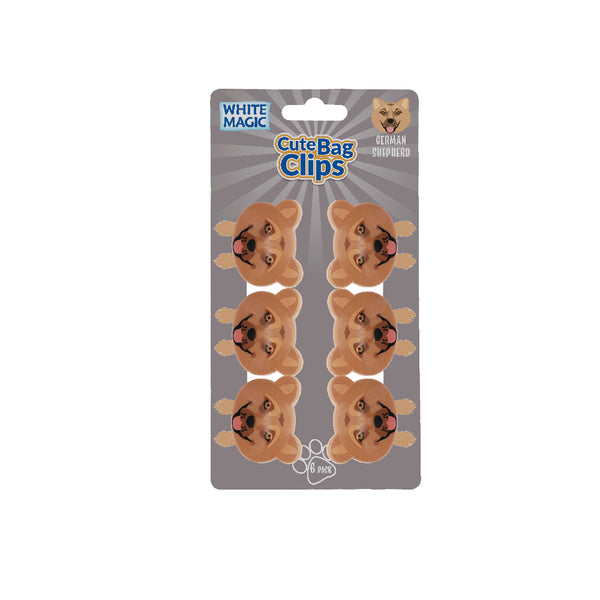 White Magic Cute Bag Clips-German Shepherd Dog 6 Pack