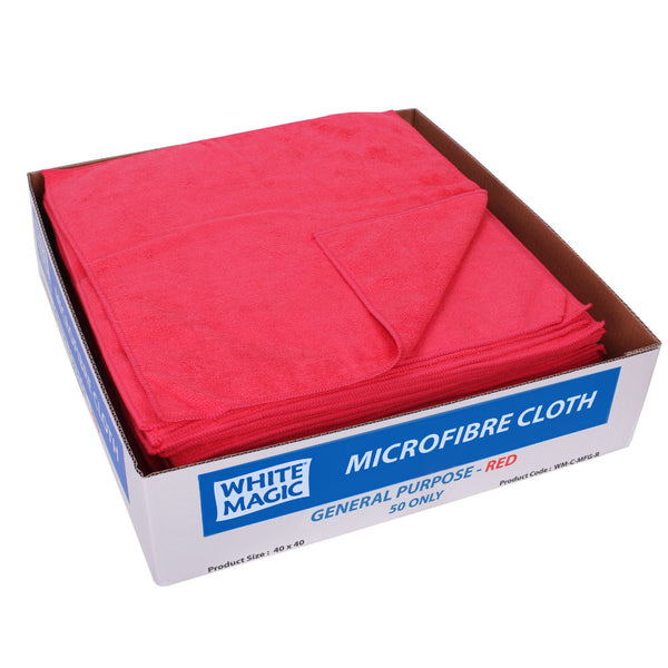 White Magic Commercial Microfibre General Purpose Cloth - Box of 50