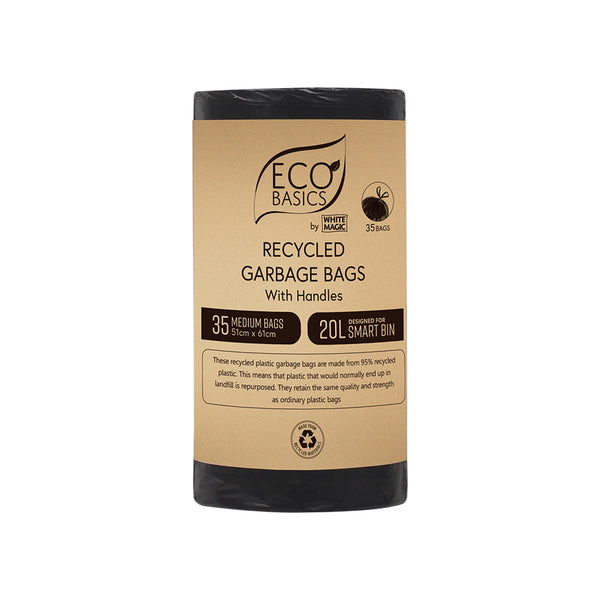 Eco Basics Recycled Garbage Bags, Medium, 20L, 35 Bags