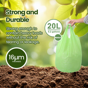 Eco Basics 100% Home Compostable Garbage Bags, Medium, 20L, 15 Bags
