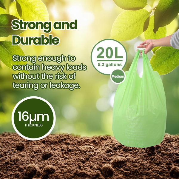 Eco Basics 100% Home Compostable Garbage Bags, Medium, 20L, 15 Bags