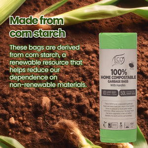 Eco Basics 100% Home Compostable Garbage Bags, Large, 50L, 10 Bags