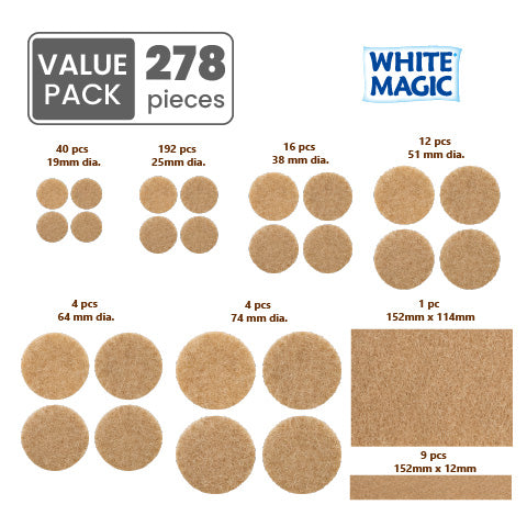 White Magic Heavy Duty Felt Pads - 278 pcs