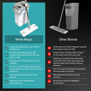 White Magic Flat Mop & Bucket Set