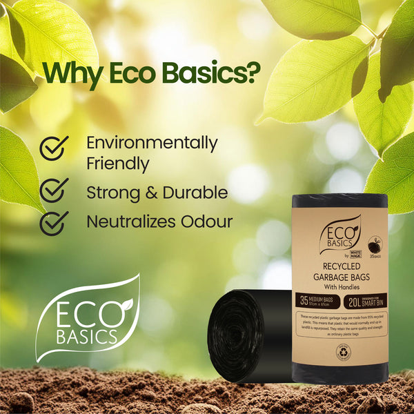 Eco Basics Recycled Garbage Bags, Medium, 20L, 35 Bags