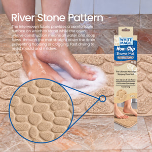 White Magic Non Slip Shower Mat River Stone - Regular