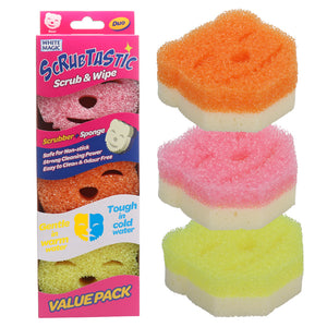 White Magic Scrubtastic Scrub & Wipe Sponge Duo 3 Pack