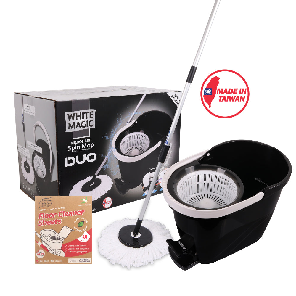 White Magic Spin Mop Duo - With 20 pcs Cleaning Sheets