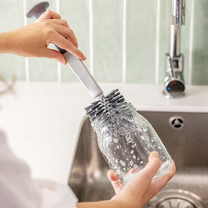 Vigar Standing Grey Bottle & Glass Brush With Suction Cup