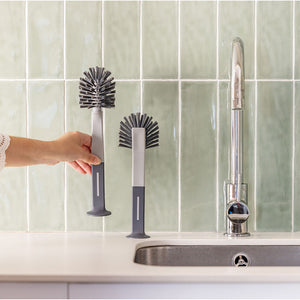 Vigar Standing Grey Dish & Bottle, Glass Brush With Suction Cup 2 pack
