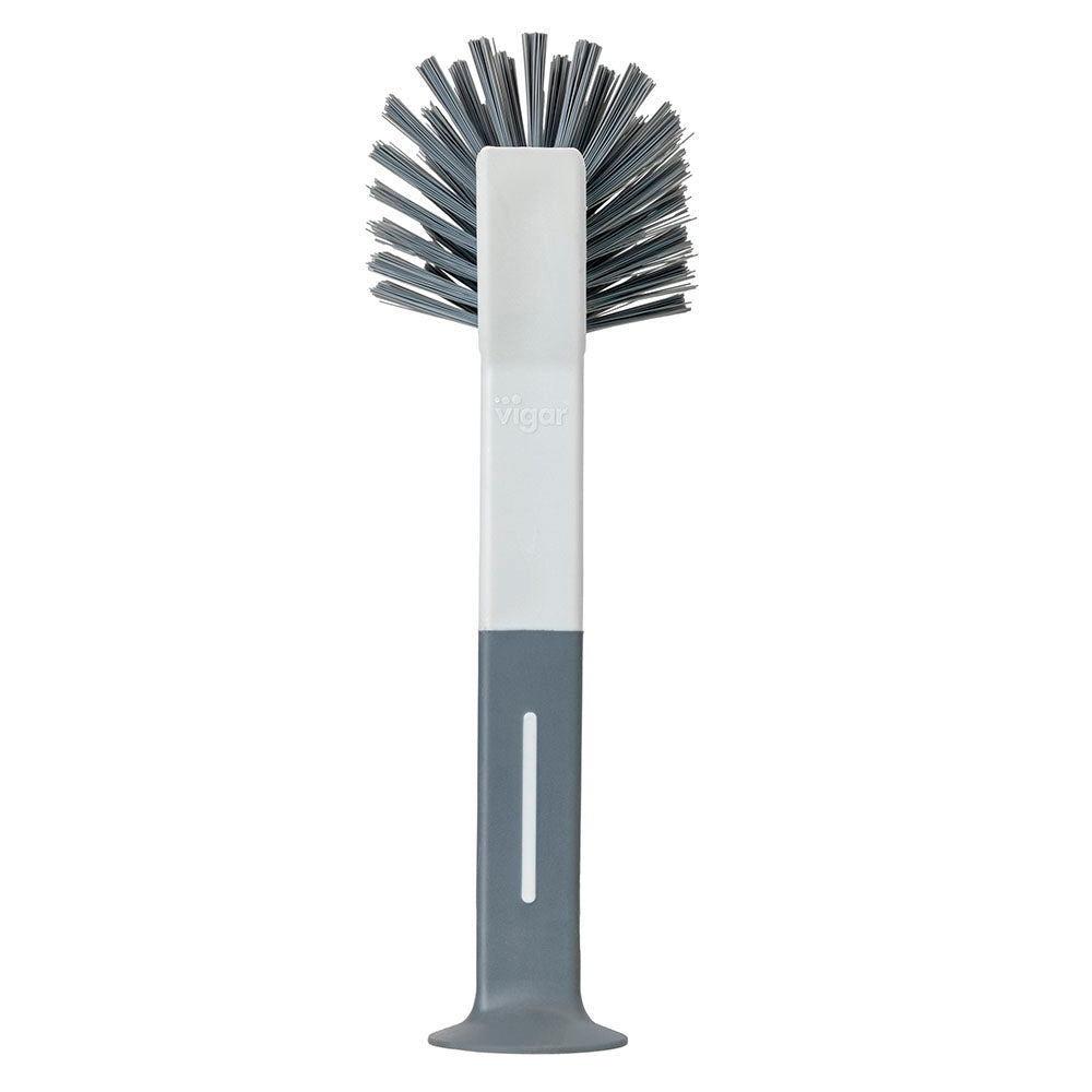 Vigar Standing Oval Grey Dish Brush With Suction Cup