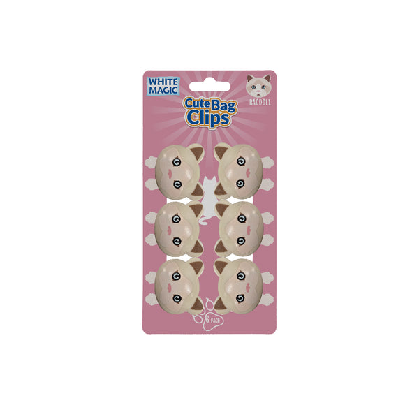 White Magic Cute Bag Clips-Ragdoll Cat 6 Pack