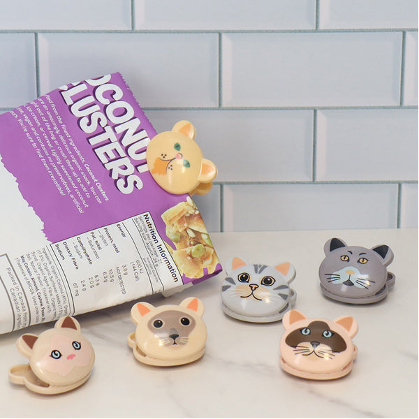 White Magic Cute Bag Clips-Persian Cat 6 Pack