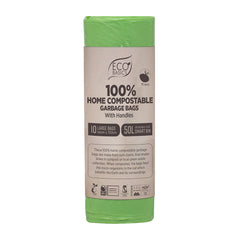 Eco Basics 100% Home Compostable Garbage Bags, Large, 50L, 10 Bags