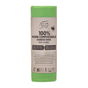Eco Basics 100% Home Compostable Garbage Bags, Large, 50L, 10 Bags
