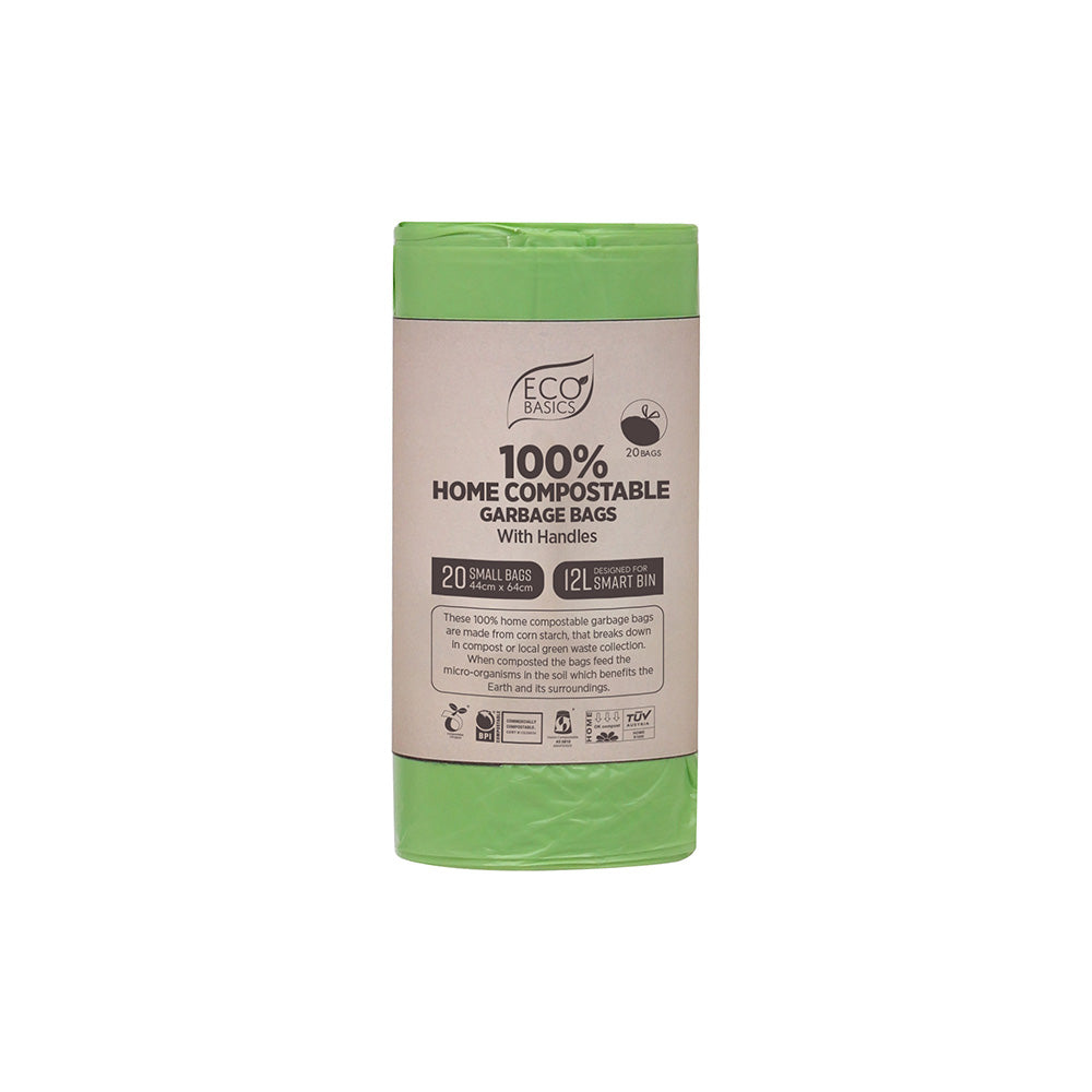Eco Basics 100% Home Compostable Garbage Bags, Small,12L, 20 Bags
