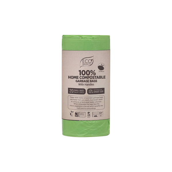 Eco Basics 100% Home Compostable Garbage Bags, Small,12L, 20 Bags