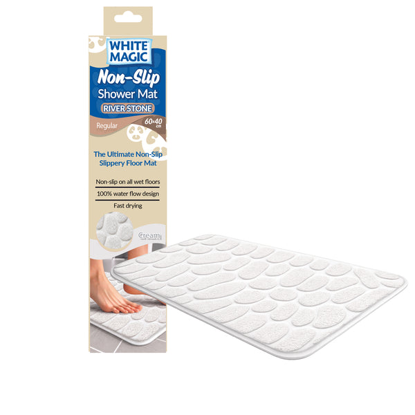 White Magic Non Slip Shower Mat River Stone - Regular