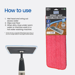 White Magic Spray Mop Wet Pad Refills - 2 pack