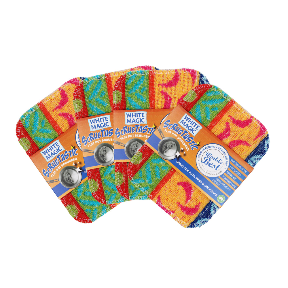 White Magic Scrubtastic Flat Pot Scrubber 4 Pack