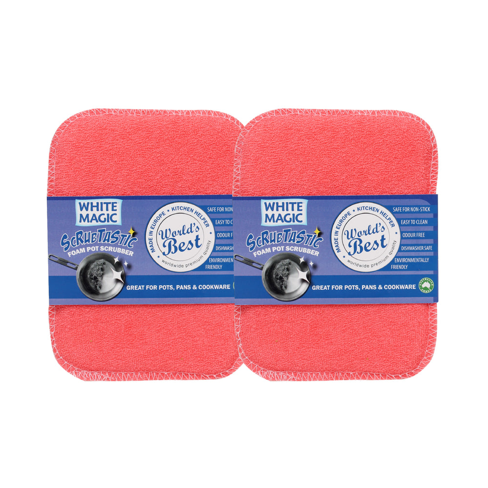 White Magic Scrubtastic Foam Pot Scrubber 2 Pack