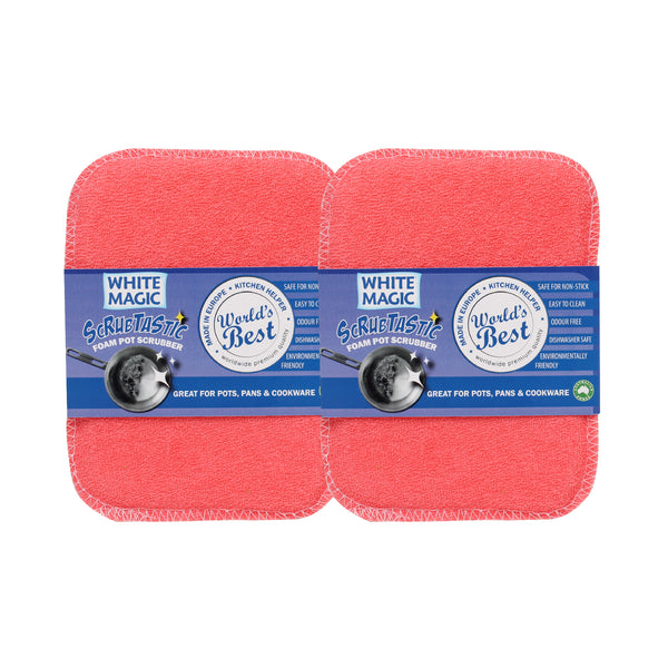 White Magic Scrubtastic Foam Pot Scrubber 2 Pack