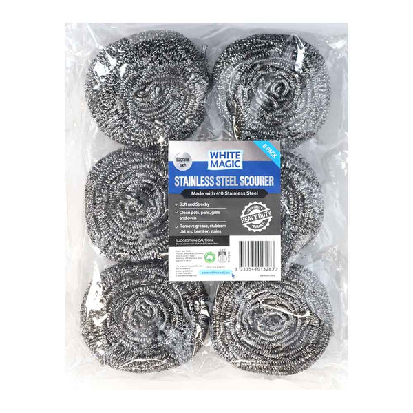 White Magic Stainless Steel Scourer 6 Pack